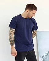 Темно синя чоловіча Футболка класична Fruit of the loom Valueweight 100% однотонна S