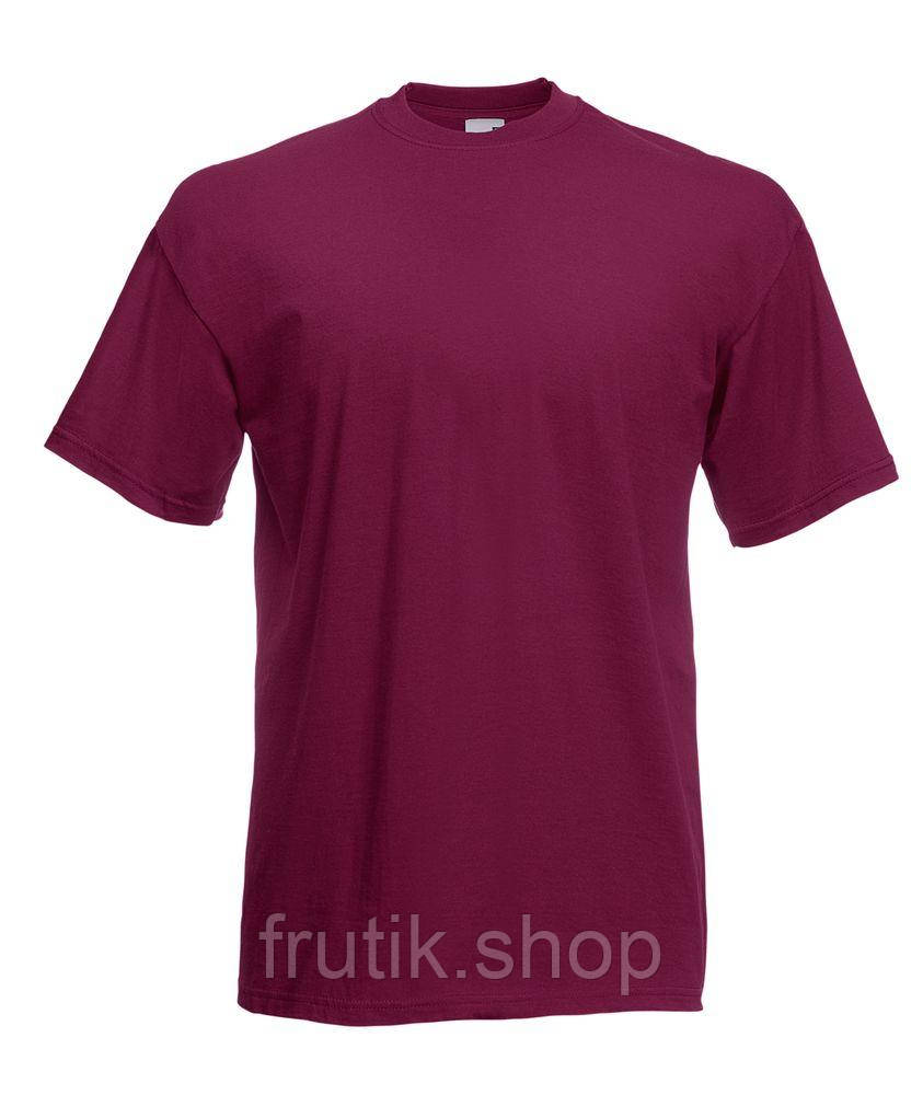 Бордова чоловіча футболка класична Fruit of the loom Valueweight вишневий бордо S