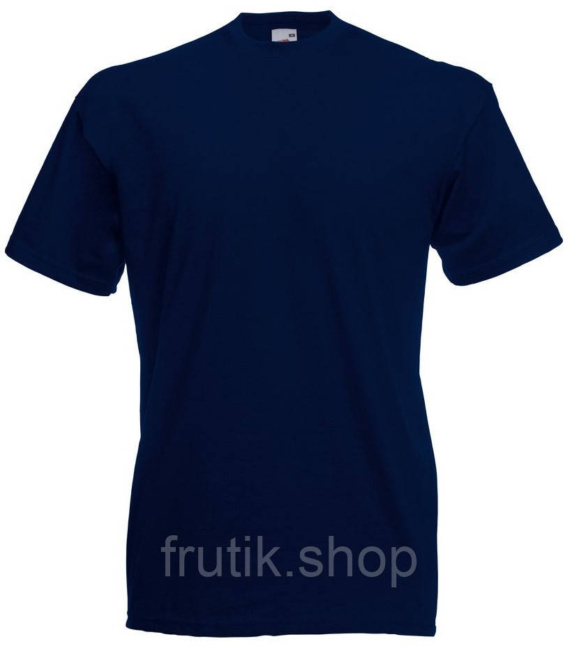 Глибоко темно синя чоловіча футболка класична Fruit of the loom Valueweight 100% бавовна однотонна наві S