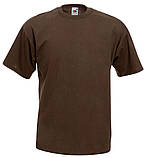 Шоколадна чоловіча футболка класична Fruit of the loom Valueweight коричнева однотонна, фото 3
