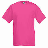 Малинова чоловіча футболка класична Fruit of the loom Valueweight фуксія однотонна базова рожева, фото 3