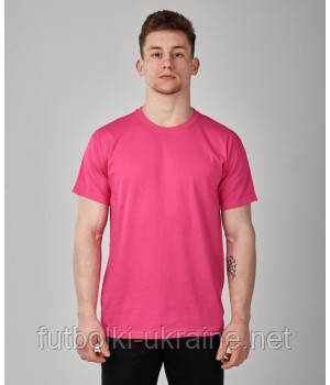 Малинова чоловіча футболка класична Fruit of the loom Valueweight фуксія однотонна базова рожева