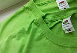 Лайм Чоловіча футболка класична Fruit of the loom Valueweight салатова зелена однотонна, фото 7