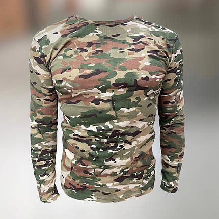 Футболка тактична з довгим рукавом, бавовна, Мультикам, розмір M, футболка армійська з довгим рукавом, фото 1