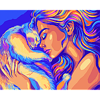 Набор для рисования, картина по номерам "Девушка с котом", 40*50 см., SANTI