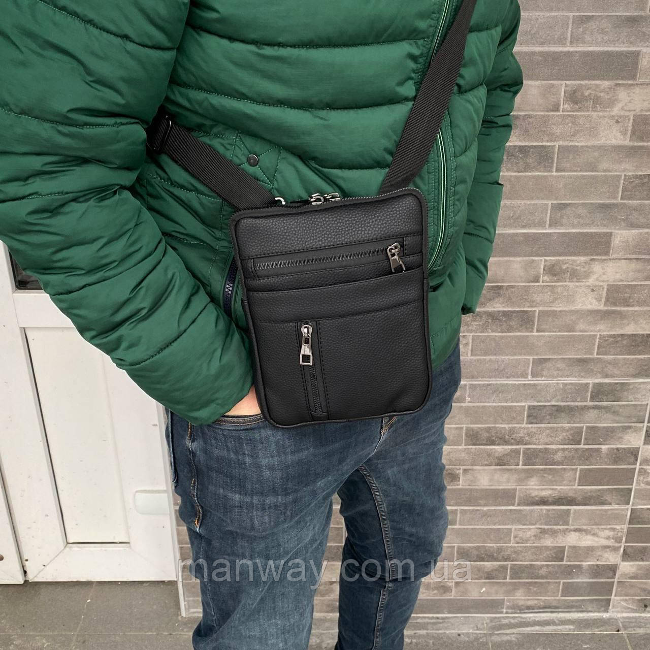 Чоловіча невелика сумка-планшетка через плече багато відділень Gold mini