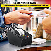 VEVOR термопринтер 12 В 2 А принтер этикеток портативный принтер чеков принтер чеков 58 мм черный 384