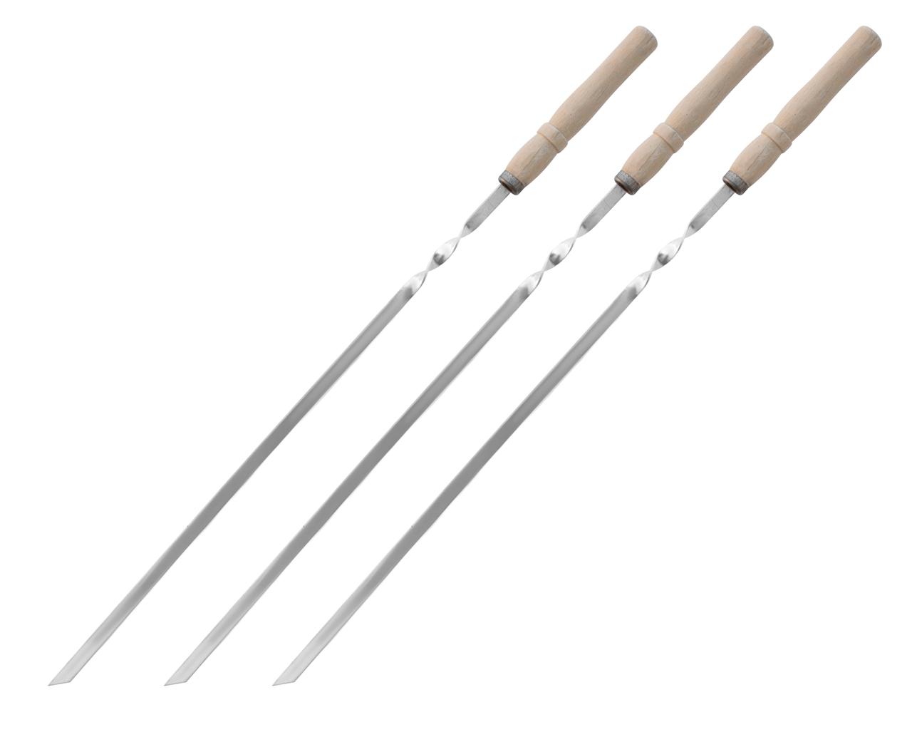 Шампур плоский товщина 2 мм, довжина 55 см, ширина 11 мм із дерев'яною ручкою