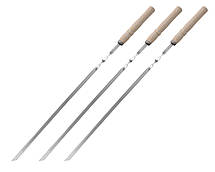 Шампур плоский товщина 2 мм, довжина 55 см, ширина 11 мм із дерев'яною ручкою