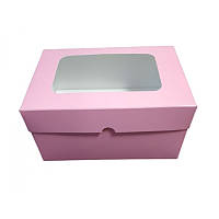 Коробка для капкейков на 2 шт Розовая с окном
