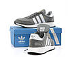 Чоловічі кросівки Adidas Iniki Gray Адідіс Ініки чорні с білим замш текстиль легкі дихаючі весна літо, фото 4