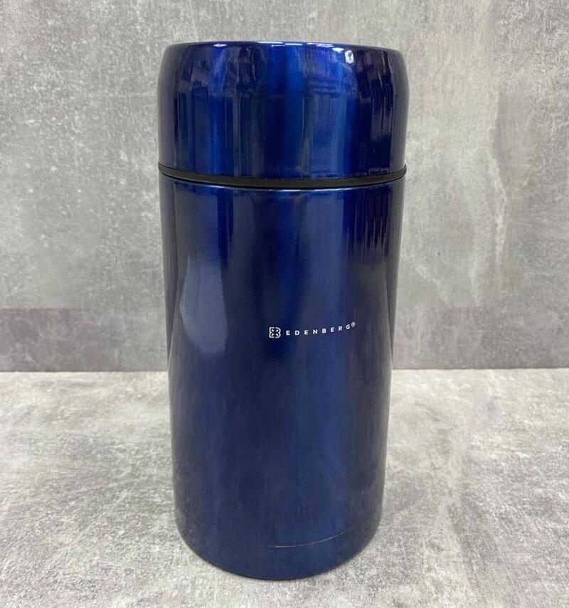 Термос харчовий металевий Edenberg Eb-3510 dark blue, 1 л, фото 1