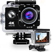 Экшн камера Sports 4K WI-FI Action Camera / Водонепроницаемая видеокамера с набором креплений и аквабоксом