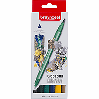 Лінери в наборі Bruynzeel BRUSHPEN, 6 кольорів, двосторонні, BRUSHPEN New York, (60325406)