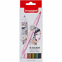Линеры в наборе Bruynzeel BRUSHPEN, 6 цветов, двосторонні, , BRUSHPEN Tokyo (60325106)