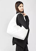 Стильная большая белая женская сумка хобо вместительная, матовая экокожа + удобный кошелёк