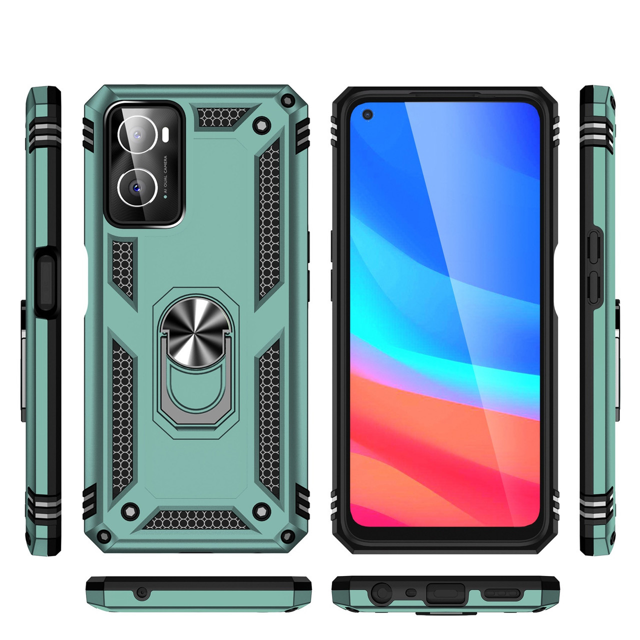 Протиударний чохол для Oppo A96 хакі з кільцем підставкою