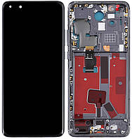 Дисплей модуль тачскрин Huawei P40 Pro черный со шлейфом сканера отпечатка пальца OLED оригинал в рамке