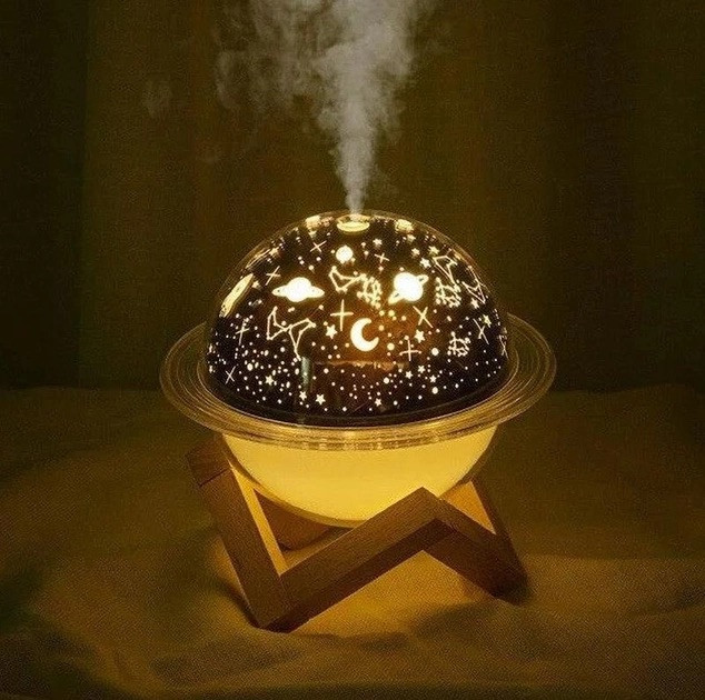 Зволожувач повітря планета — проєктор RGB-нічник світильник із перемиканням кольору
