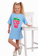 Платье-футболка для девочек 110, небесно-голубой