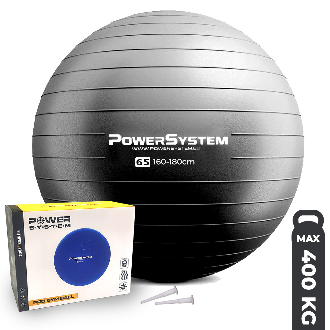М'яч для фітнесу (фітбол) Power System PS-4012 Ø65 cm PRO Gymball Black