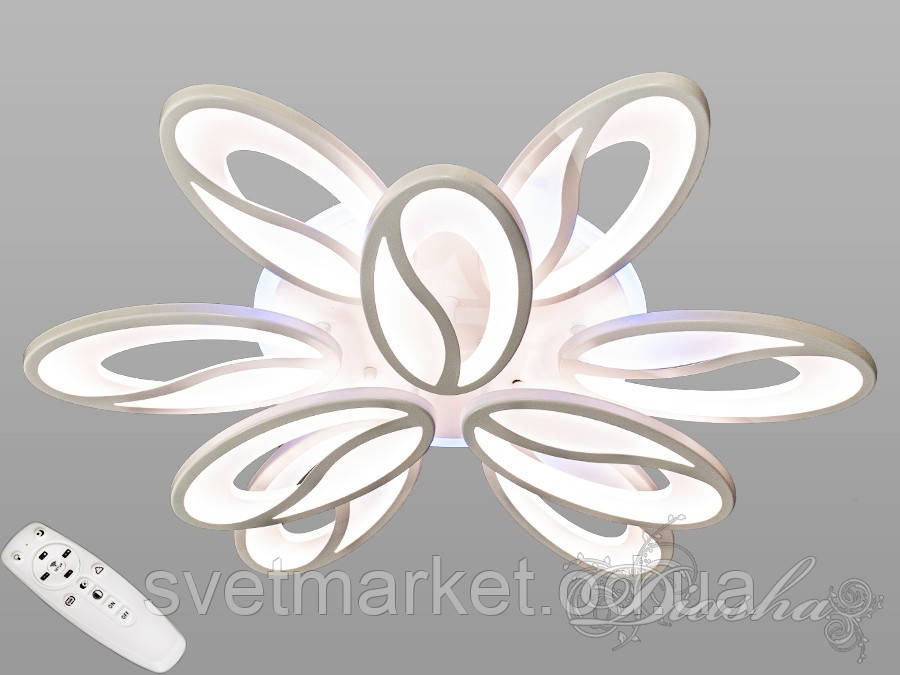 Біла світлодіодне яскрава люстра 8090/6+3WH LED 3color dimmer, фото 1