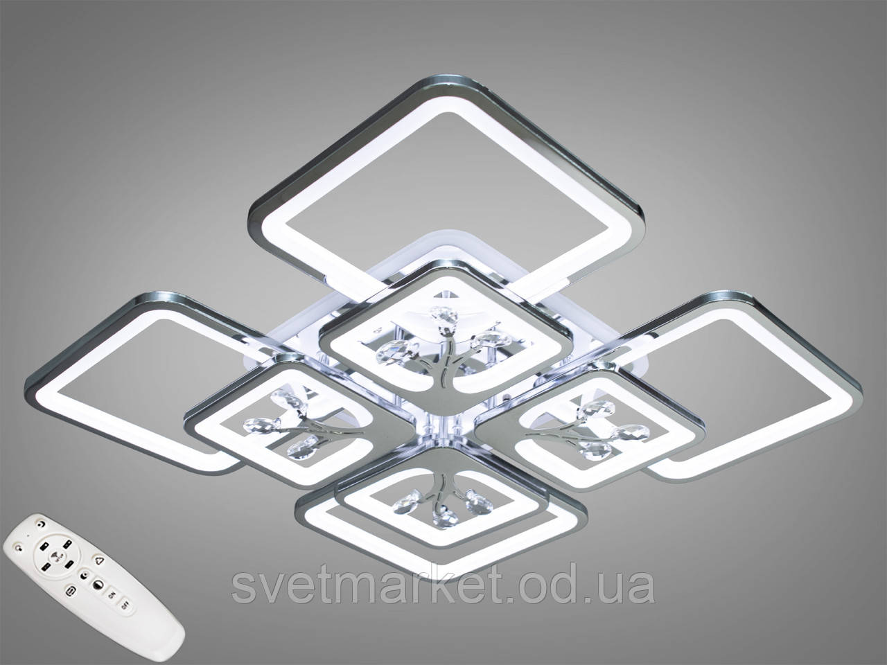 Стельова люстра з діммером і LED підсвічуванням, колір хром 8157/4+4HR LED 3color dimmer, фото 1