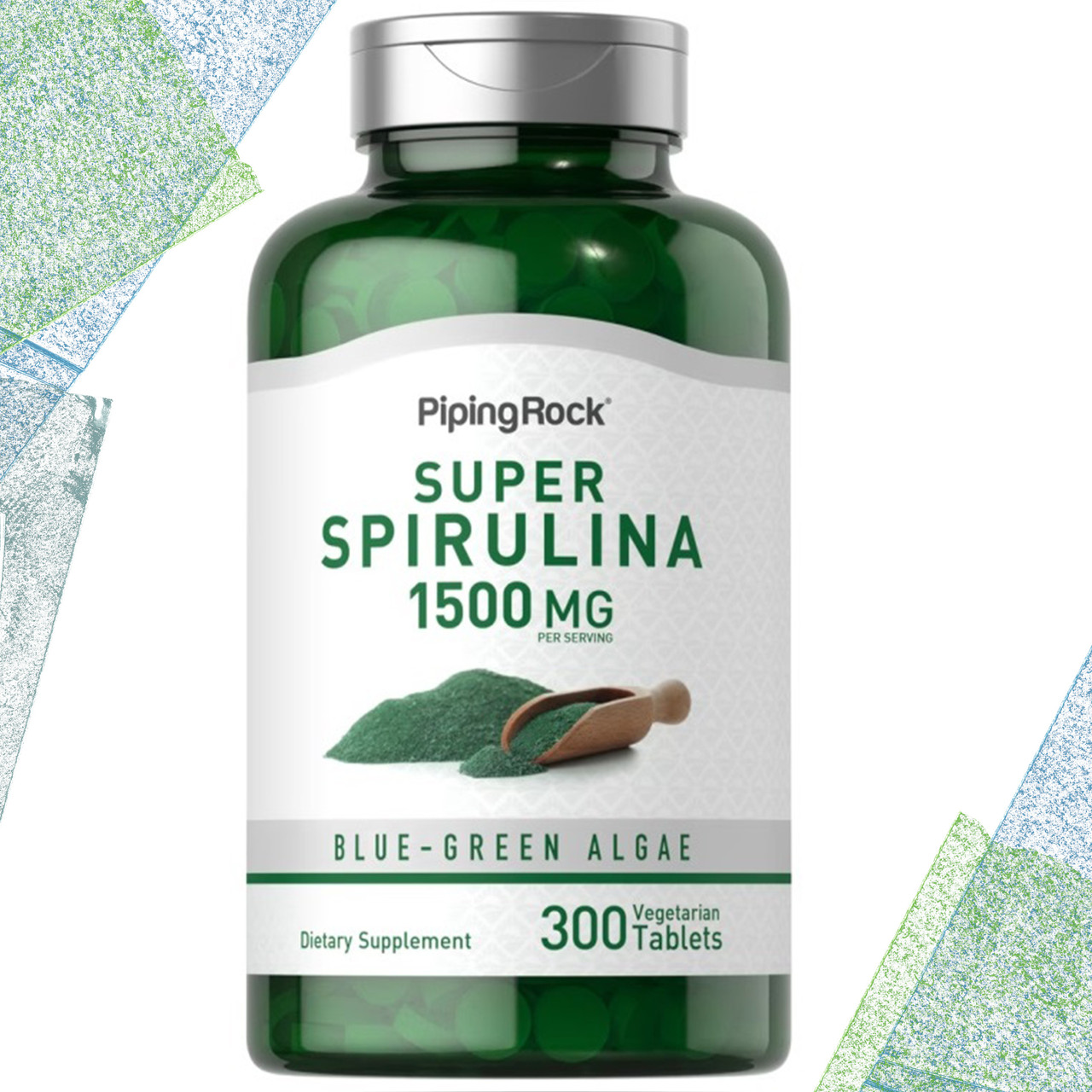 Спіруліна Piping Rock Super Spirulina 1500 мг на порцію, 300 вегетаріанських таблеток