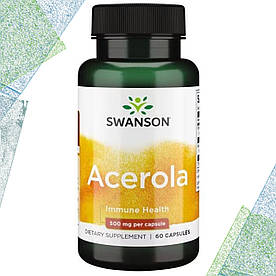 Вишня Ацерола Swanson Acerola 500 мг, 60 капсул