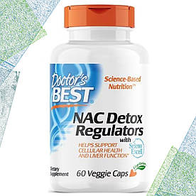 Відхаркувальний, для печінки Doctor's Best NAC Detox Regulators with Seleno Excell 60 вегетаріанських капсул