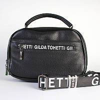 Ультрамодная черная сумка Gilda Tohetti маленькая женская на широком текстильном ремешке сумочка кросс-боди