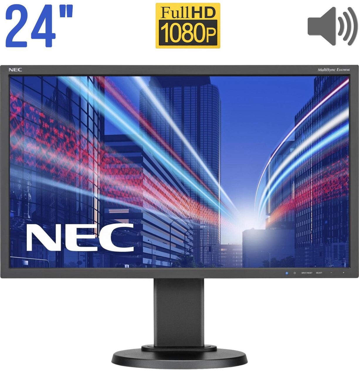 Монітор Б-клас NEC MultiSync E243WMi / 24" (1920x1080) IPS/DP, DVI, VGA, Audio/ колонки (2x 1W) /VESA 100x100