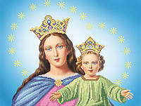 Дева Мария с Иисусом Атлас с рисунком для частичной вышивки бисером Ангеліка A-506