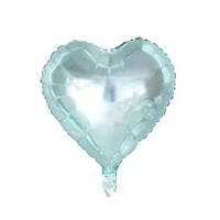 Шар фольгированный сердце 45 см Двойной Голубой кристалл с серебром