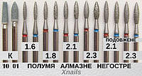Фрезы для маникюра алмазное пламя неострое