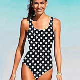 Злитий купальник у горошок з пушапом, фото 2