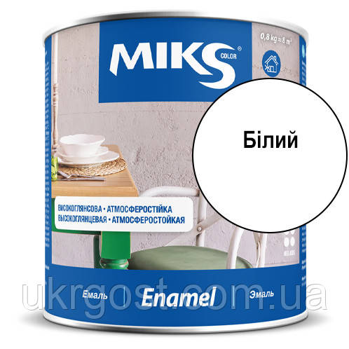 Краска Эмаль (ПФ-115) Мiks color 0,9 кг, Белый Матовый Купить в Киеве ...