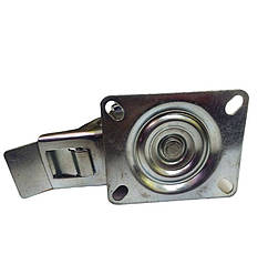 Колесо 100 мм поворотне з гальмом, на чорній гумі, фото 4