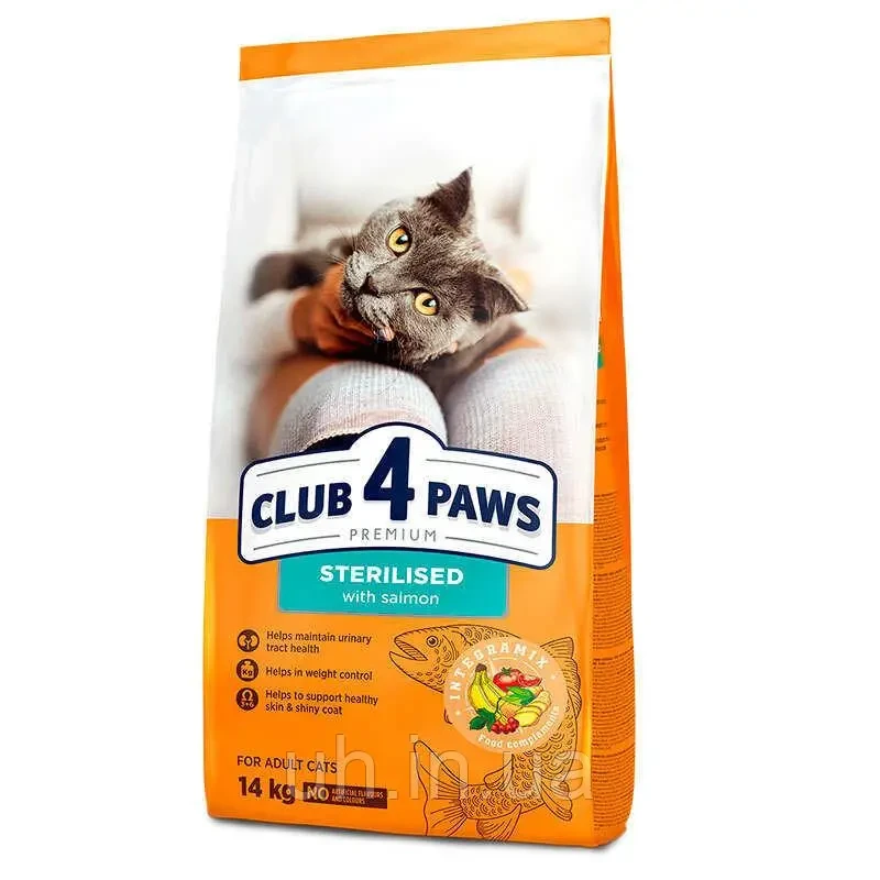 Club 4 Paws Premium Клуб 4 лапи Sterilized сухий корм для стерилізованих кішок і котів з лососем 14кг