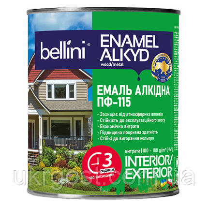 Емаль алкідна ПФ-115 Зелений  BELLINI 0,9 кг, фото 3