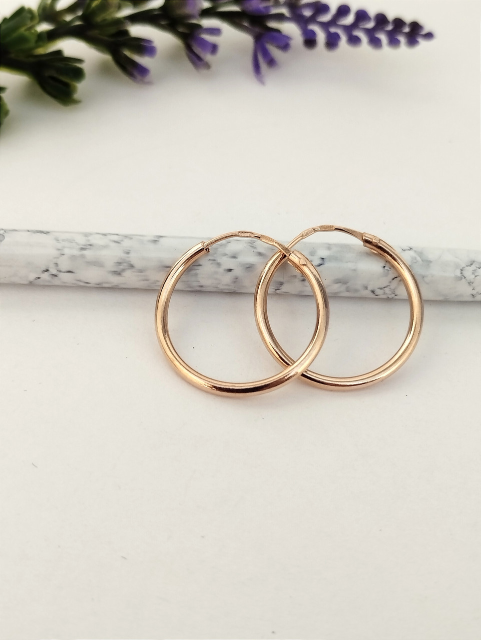 Золоті сережки кільця в червоному золоті 585 проби