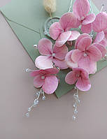 Прикраси в зачіску, набір шпильок квіти гортензії рожевого кольору, 4 шт Ksenija Vitali