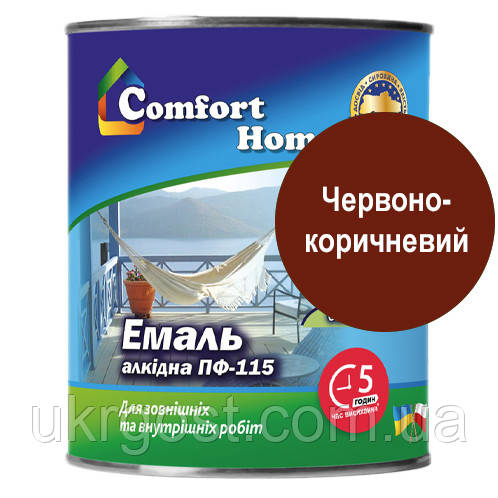 Эмаль алкидная Comfort ПФ-115 Красно-коричневая глянец 0,9 кг - фото 1 - id-p946812869