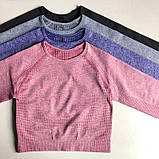 Спортивний костюм жіночий для фітнесу. Комплект безшовний рашгард, легінси, фітнес- костюм (чорний) M, фото 7