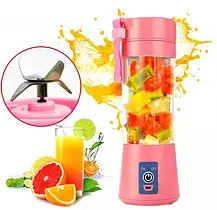 Блендер 2 ножі Smart Juice Cup Fruits USB Рожевий, Блендер Juice Cup Fruits акумуляторний портативний, фото 4
