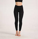 Спортивний костюм жіночий для фітнесу. Комплект безшовний рашгард, легінси, фітнес- костюм (чорний) M, фото 5