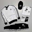 Чоловічий костюм Adidas 4в1 Світшот + Штани + Футболка + Кепка + Шкарпетки чорний без капюшона Адідас весняний, фото 4