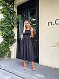 Літня чорна сукня на бретелях із попліну в пухирцю, фото 7
