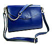 Шкіряна сумка жіноча середнього розміру 30х22х8 см Синя, фото 3