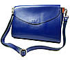 Шкіряна сумка жіноча середнього розміру 30х22х8 см Синя, фото 7